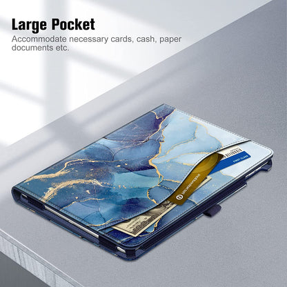 Case for Ipad 9Th / 8Th / 7Th Generation (2021/2020/2019) 10.2 Inch - [Corner Protection] Multi-Angle Viewing Stand Cover with Pocket & Pencil Holder, Auto Wake Sleep, Ocean Marble