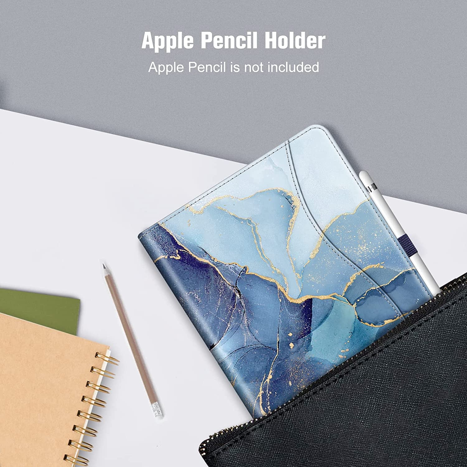Case for Ipad 9Th / 8Th / 7Th Generation (2021/2020/2019) 10.2 Inch - [Corner Protection] Multi-Angle Viewing Stand Cover with Pocket & Pencil Holder, Auto Wake Sleep, Ocean Marble
