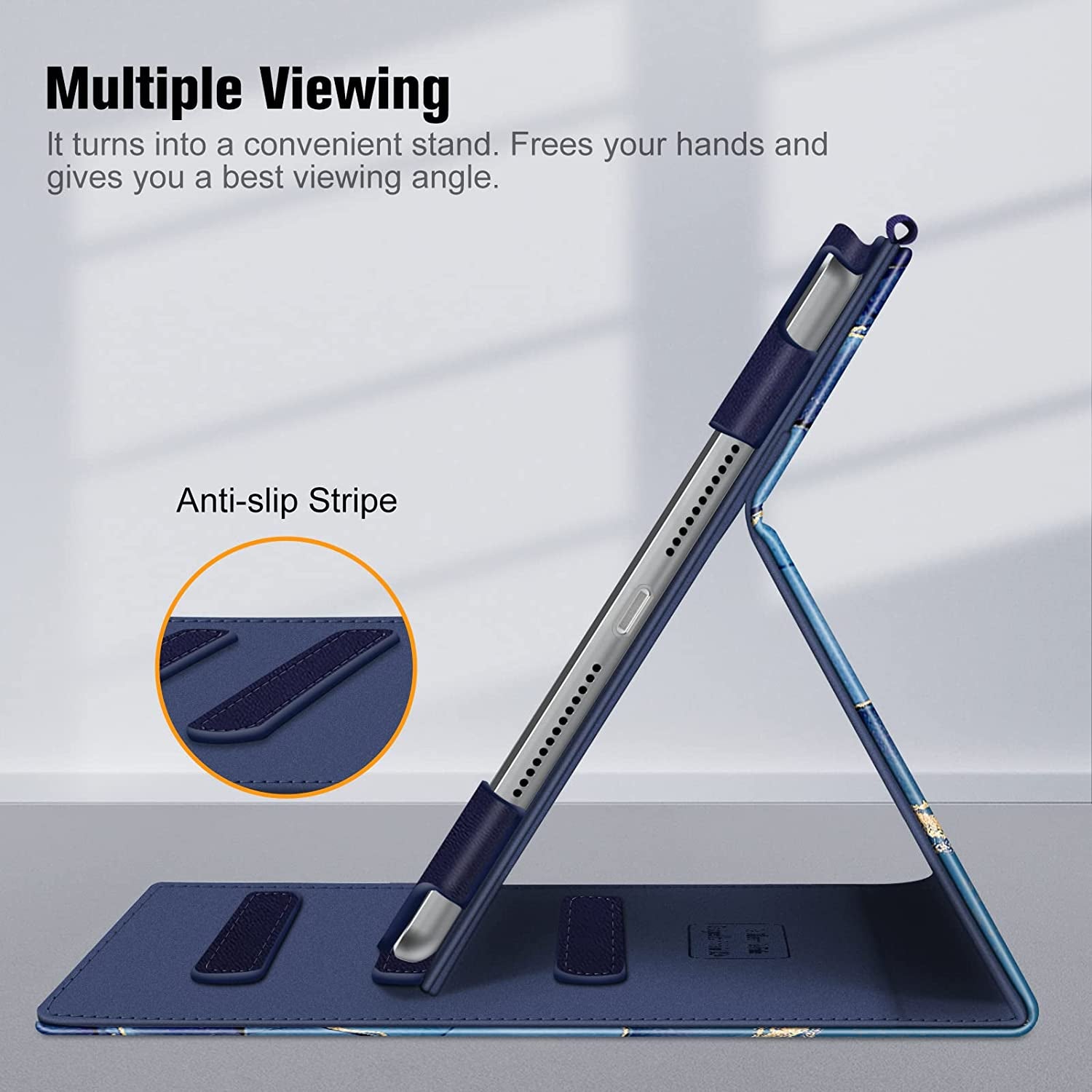 Case for Ipad 9Th / 8Th / 7Th Generation (2021/2020/2019) 10.2 Inch - [Corner Protection] Multi-Angle Viewing Stand Cover with Pocket & Pencil Holder, Auto Wake Sleep, Ocean Marble