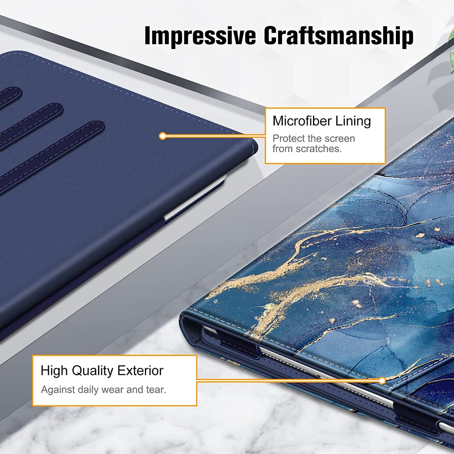 Case for Ipad 9Th / 8Th / 7Th Generation (2021/2020/2019) 10.2 Inch - [Corner Protection] Multi-Angle Viewing Stand Cover with Pocket & Pencil Holder, Auto Wake Sleep, Ocean Marble